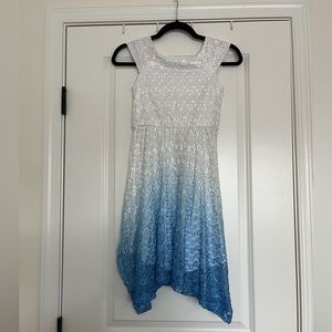 Emily West White and Blue Lace Dress